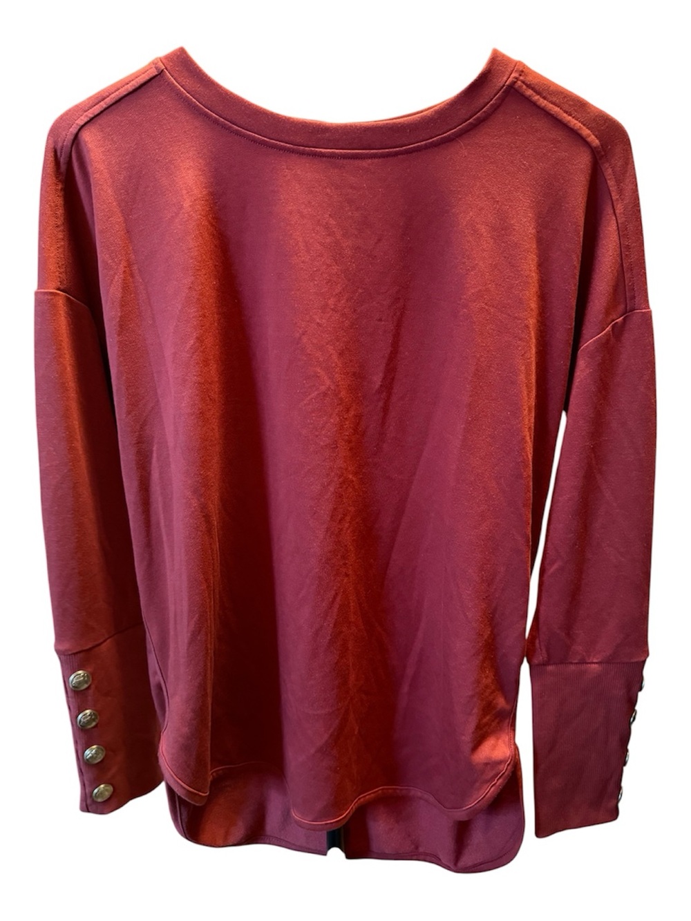 Cupio Rust Button Cuff Long Sleeve Knit Top Women’s Medium